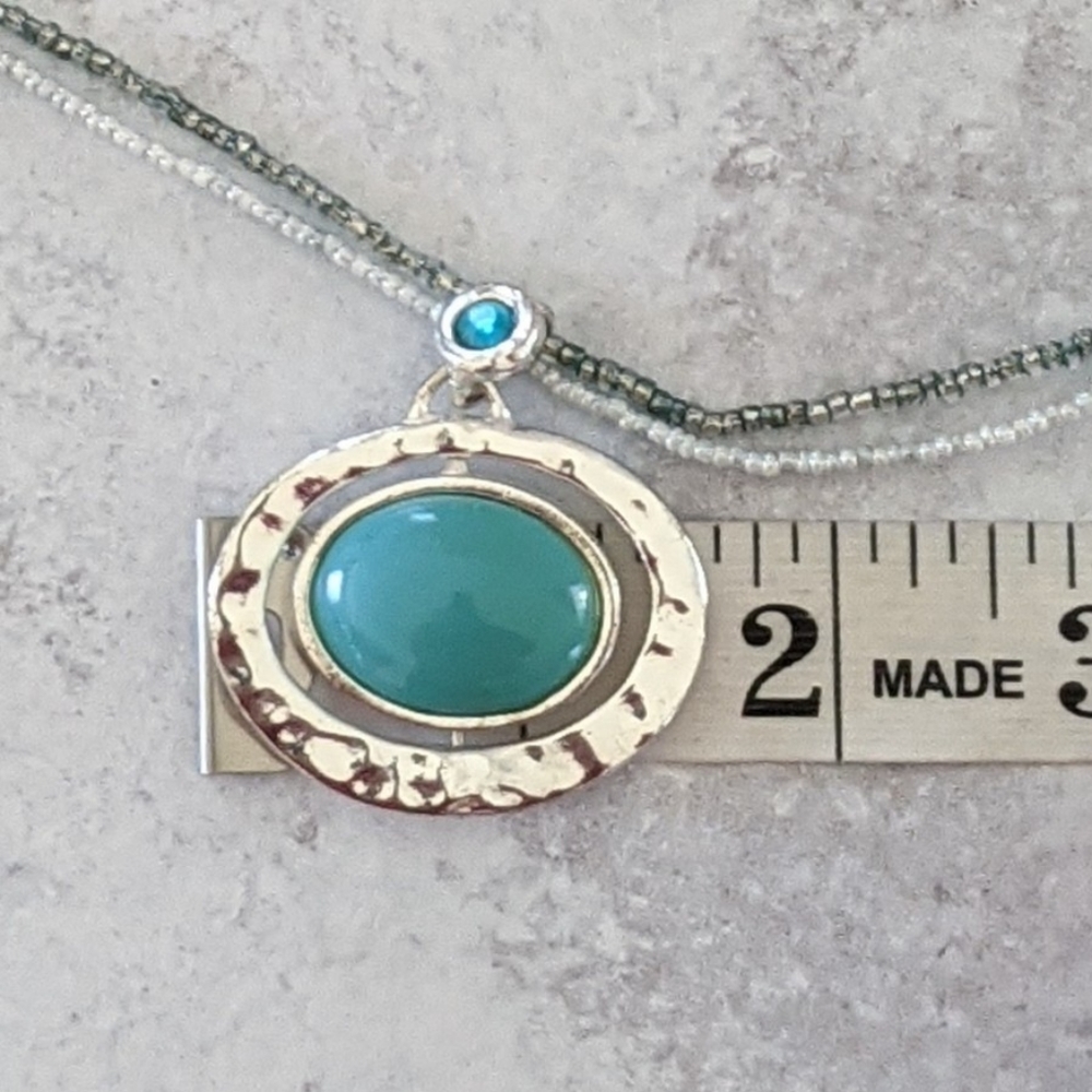 Orbit Interchangeable Pendant Hammered Silvertone… - image 2